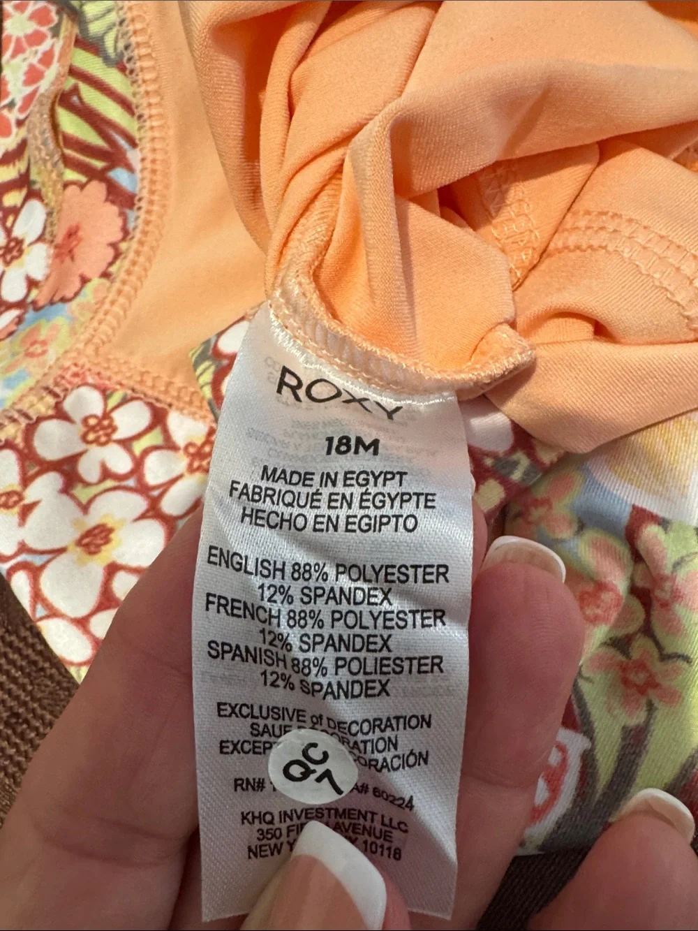Roxy Girls' Peach Floral Long-Sleeve Rashguard Set